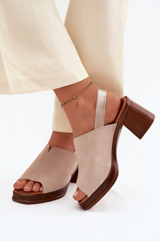 Leder elegante High Heels Vinceza 39995, sandfarben
