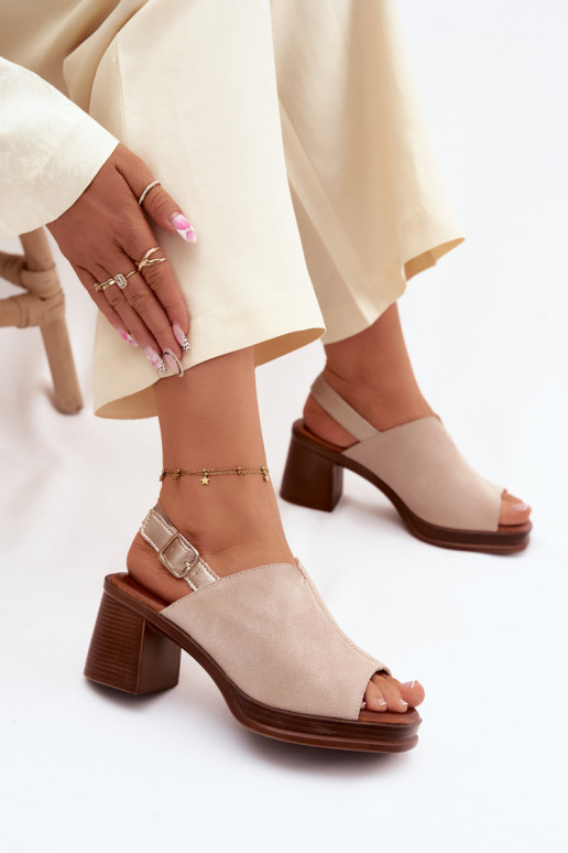 Leder elegante High Heels Vinceza 39995, sandfarben