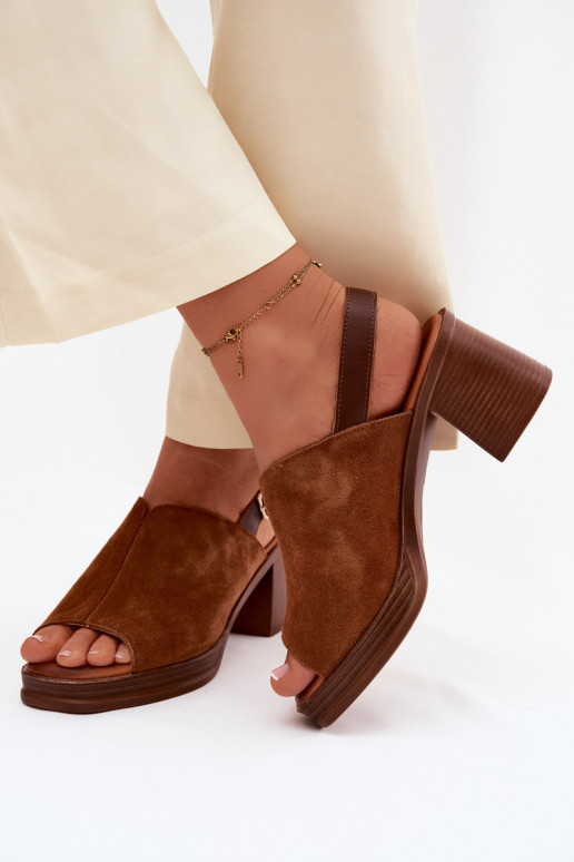 Braune Leder elegante High Heels Vinceza 39995