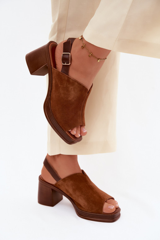 Braune Leder elegante High Heels Vinceza 39995