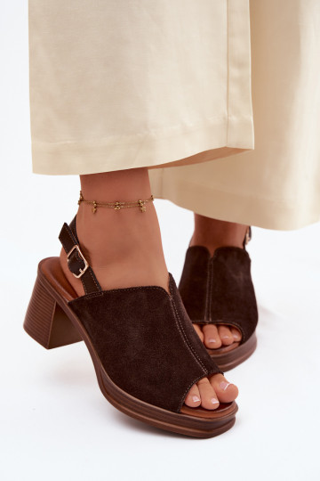 Dunkelbraune Leder elegante High Heels Vinceza 39995