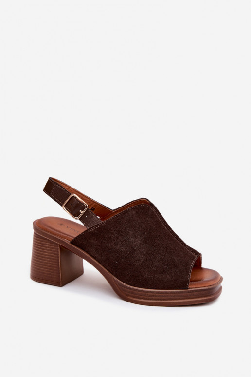 Dunkelbraune Leder elegante High Heels Vinceza 39995