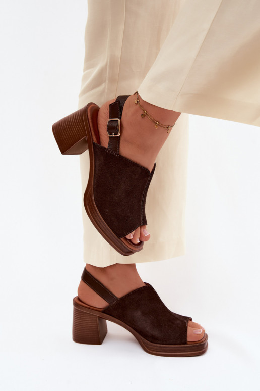 Dunkelbraune Leder elegante High Heels Vinceza 39995