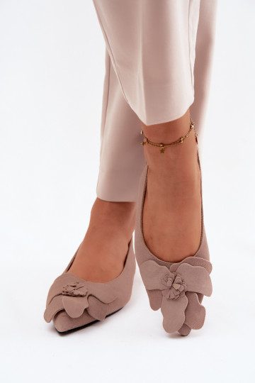 Leder-Platformsandalen mit breitem Absatz und Blume Vinceza 66951, sandfarben 2