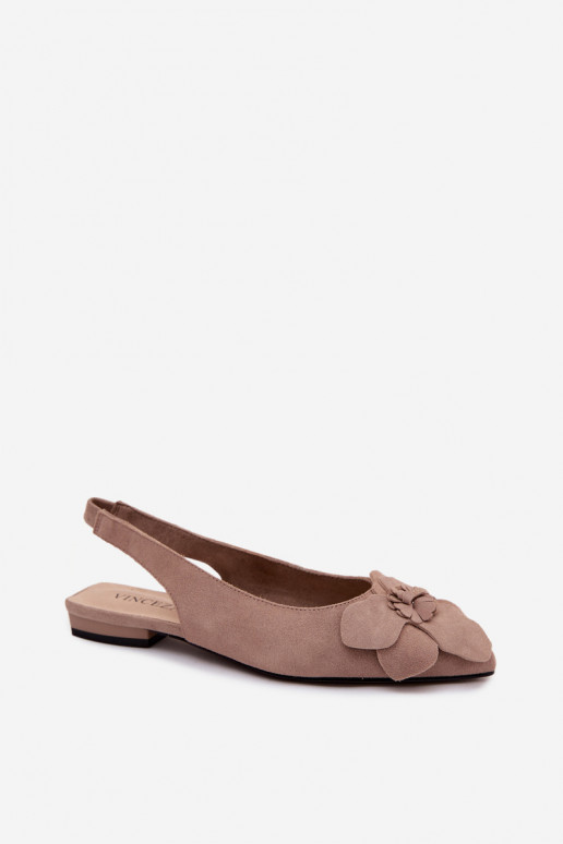 Leder-Platformsandalen mit breitem Absatz und Blume Vinceza 66951, sandfarben