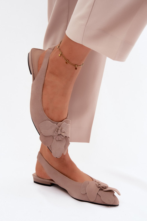 Leder-Platformsandalen mit breitem Absatz und Blume Vinceza 66951, sandfarben