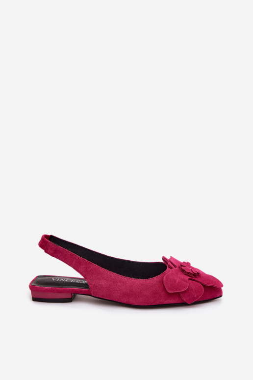 Rosa Leder-Platformsandalen mit breitem Absatz und Blume Vinceza 66951