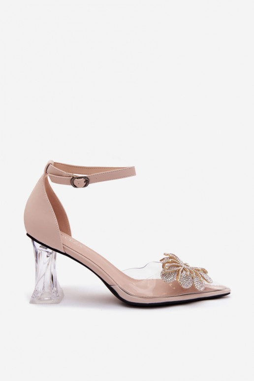 Leder-Schuhe mit Absatz und glänzender Dekoration Vinceza 62295