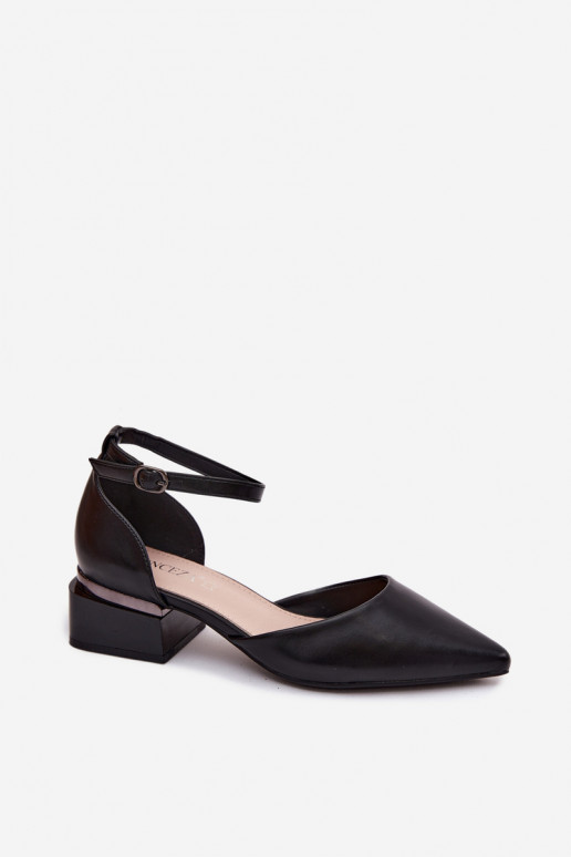 Schuhe Klocke mit Riemen Vinceza 62278 schZuarze Farbe