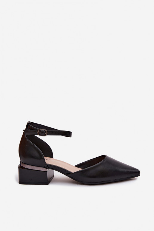 Schwarze Schuhe mit Absatz und Riemen Vinceza 62278