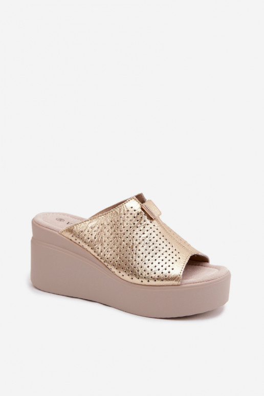 Goldene Damen-Plattformslipper aus Kunstleder Vinceza 95392