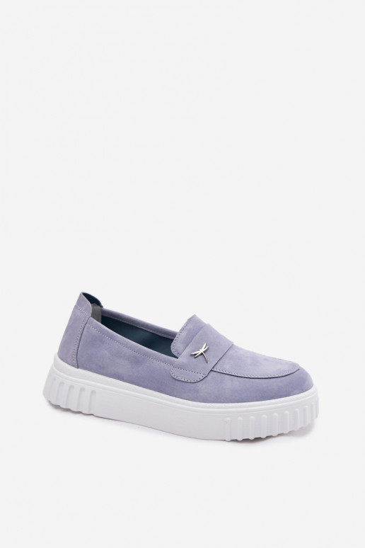 Damen-Plattformslipper aus Kunstveloursleder Vinceza 93218 in Blau