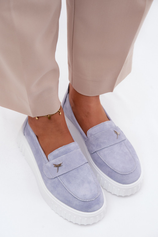 Haut aus INildleder Schuhe Feminin mit einer Plattform Ein überzeugendes Stilvollll Vinceza 93218 blaue Farbe