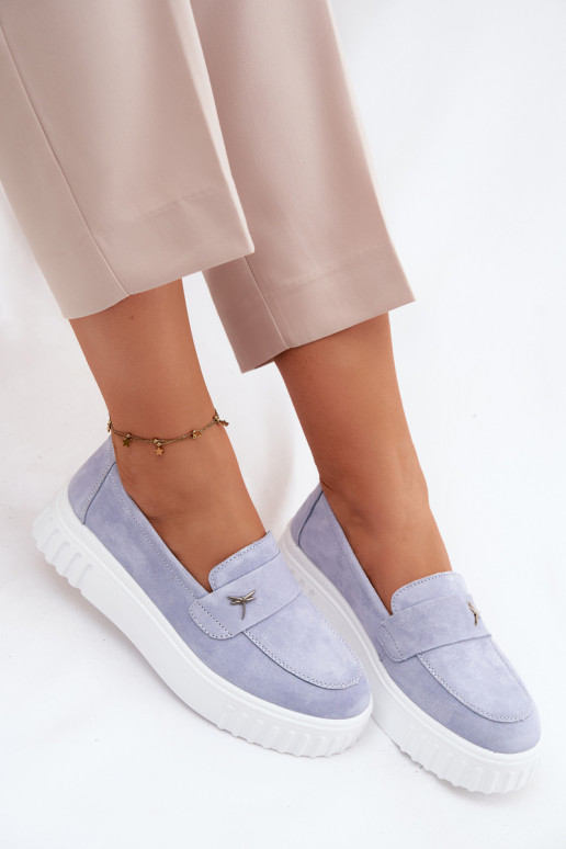 Haut aus INildleder Schuhe Feminin mit einer Plattform Ein überzeugendes Stilvollll Vinceza 93218 blaue Farbe