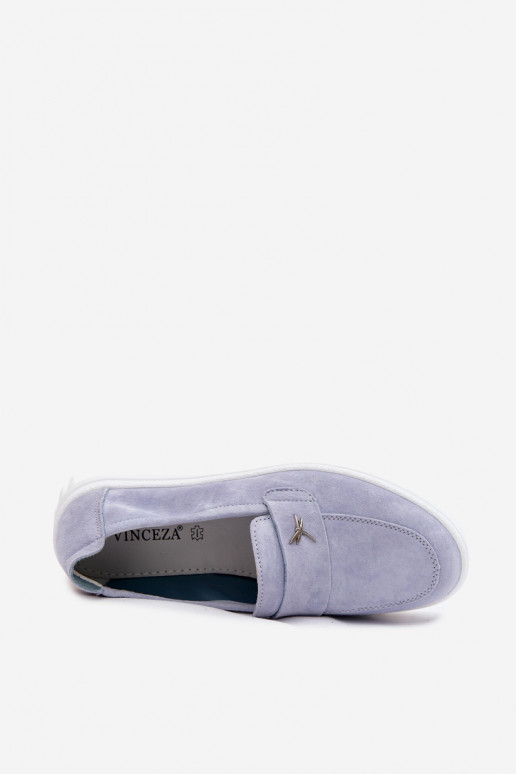 Damen-Plattformslipper aus Kunstveloursleder Vinceza 93218 in Blau
