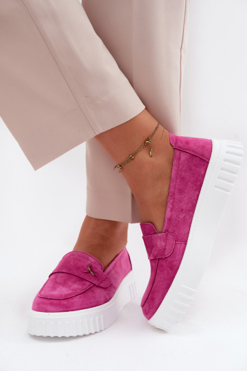 Damen-Plattformslipper aus Kunstveloursleder Vinceza 93218 in Rosa