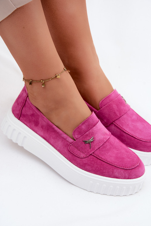 Damen-Plattformslipper aus Kunstveloursleder Vinceza 93218 in Rosa