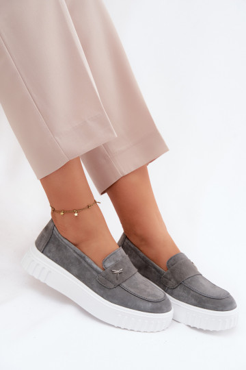 Haut aus INildleder Schuhe Feminin mit einer Plattform Ein überzeugendes Stilvollll Vinceza 93218 graue Farbe