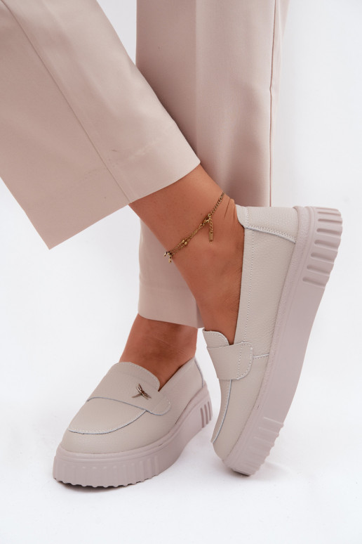 Haut Schuhe Feminin mit einer Plattform Ein überzeugendes Stilvollll Vinceza 93218 Beige