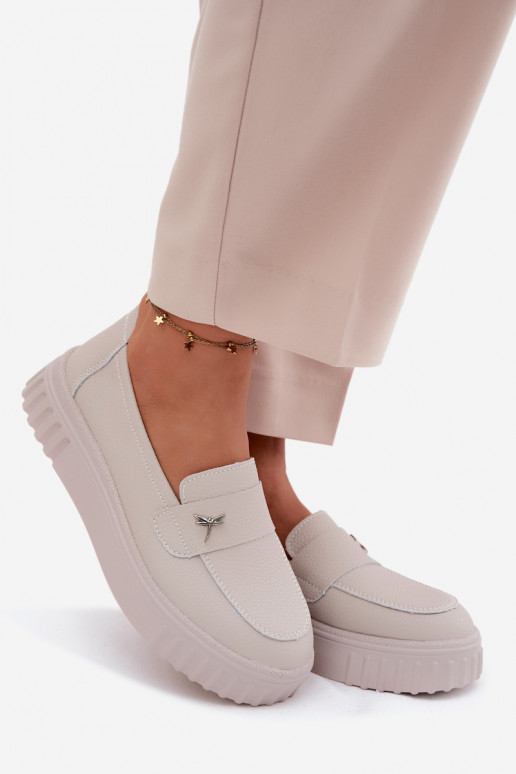 Haut Schuhe Feminin mit einer Plattform Ein überzeugendes Stilvollll Vinceza 93218 Beige