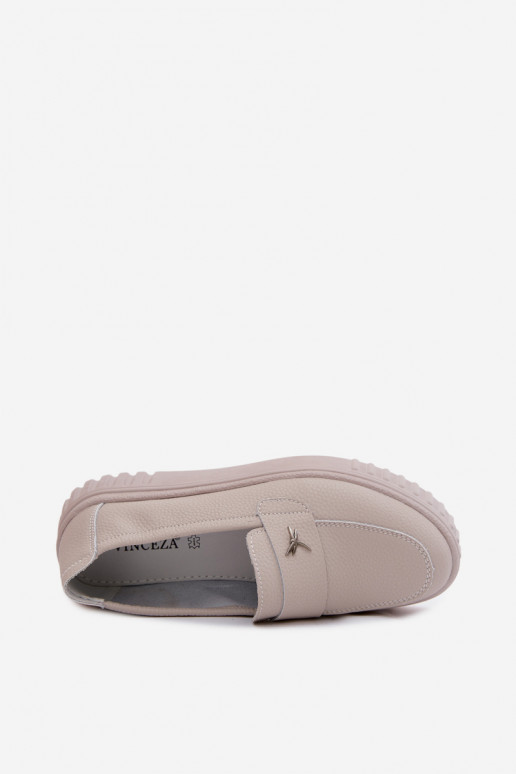 Damen-Leder-Plattformslipper Vinceza 93218 in Beige