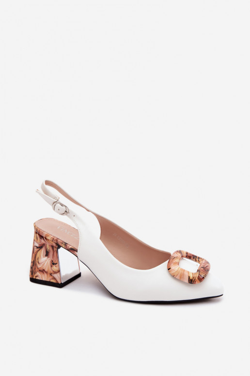 Weiße Damen-High Heels mit dekorativer Schnalle Vinceza 62289