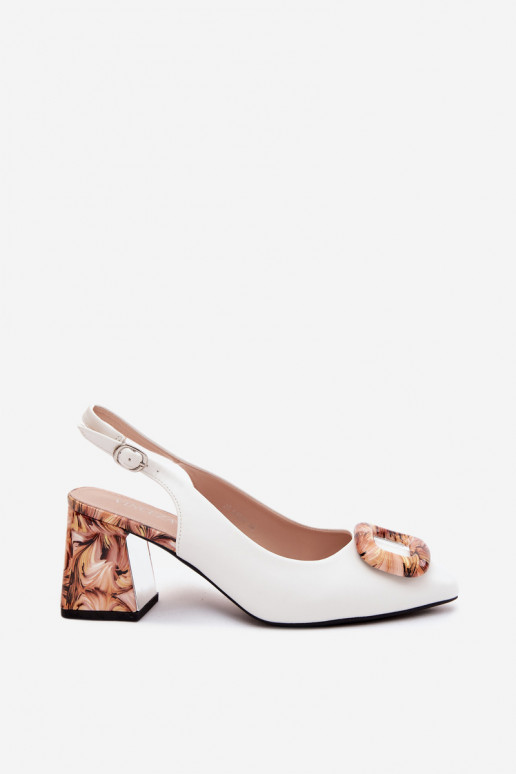 Weiße Damen-High Heels mit dekorativer Schnalle Vinceza 62289