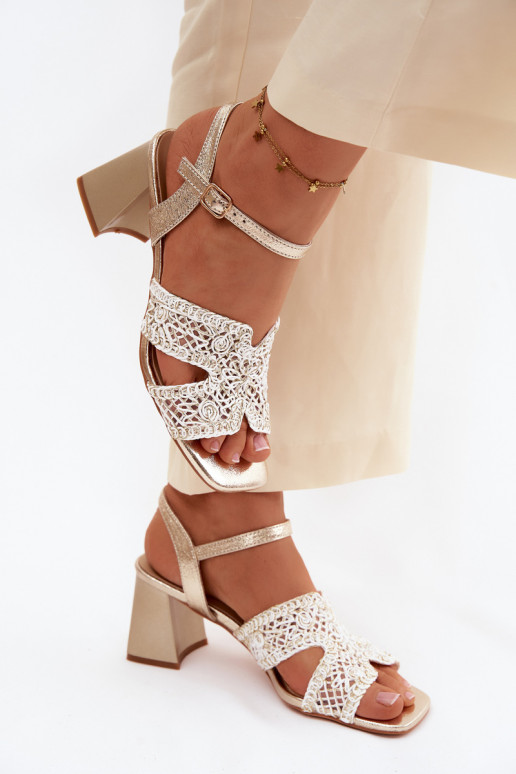 Damen-Sandalen mit hohen Absätzen Vinceza 20282 goldene Farbe