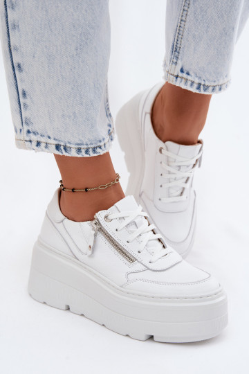 Haut Sneakers Stilvollllschuhe Feminin mit einer Plattform Zazoo N1084 Zueiße Farbe