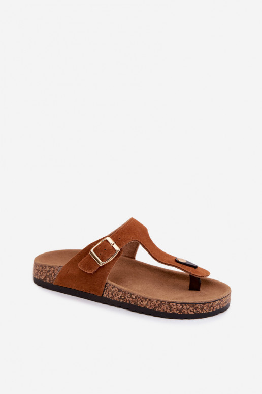 Haut INildlederpantoffeln Hausschuhe mit goldenen Schnallen braune Farbe Honey