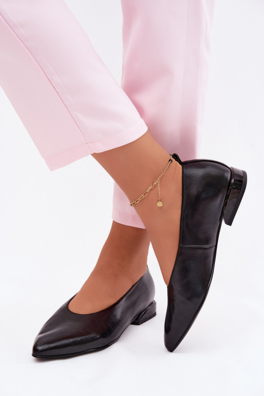 Ballerinas mit breiten Absätzen schZuarze Farbe Hoshi