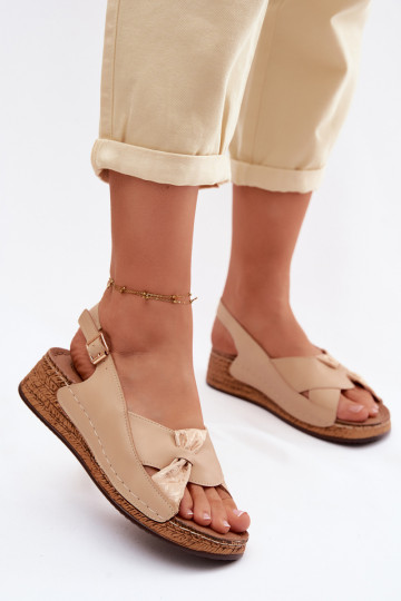 Bequeme Damensandalen mit einer Plattform Beige Iggy 2