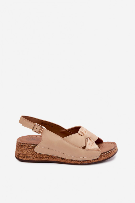 Bequeme Damen-Platformsandalen in Sandfarbe Iggy