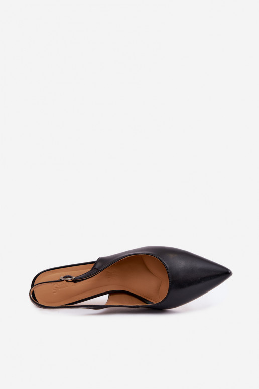 Damen-Sandalen mit dünnen Absätzen aus schwarzem Kunstleder Kandy