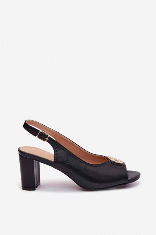 Damen-Sandalen mit hohen Absätzen und goldenen Details in Schwarz Lotus