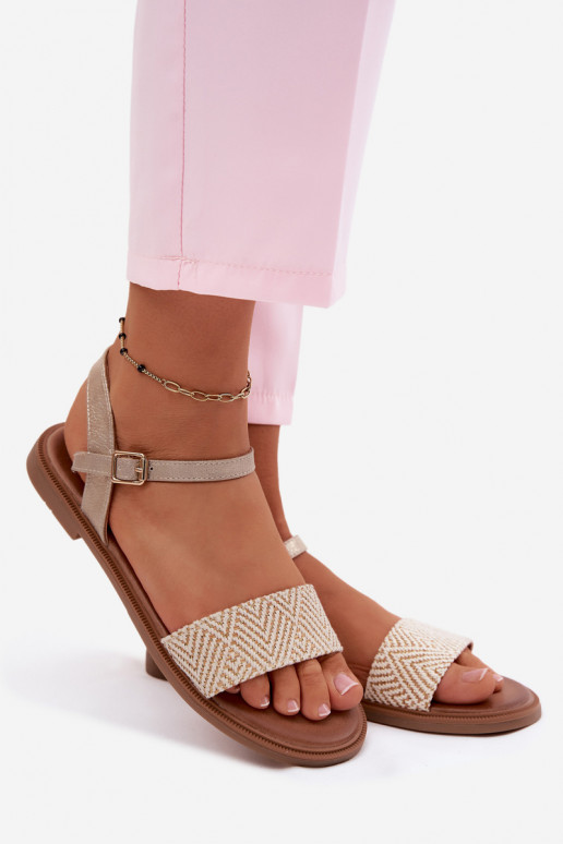 Damensandalen mit breiten Absätzen goldene Farbe Lumina