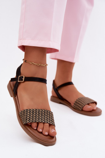 Damensandalen mit breiten Absätzen schZuarze Farbe Lumina