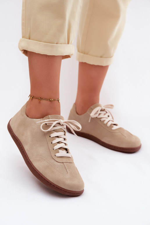 Faux-Suede Freizeitschuhe Barefoot Zazoo N1243 sandfarben