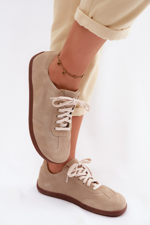 Faux-Suede Freizeitschuhe Barefoot Zazoo N1243 sandfarben