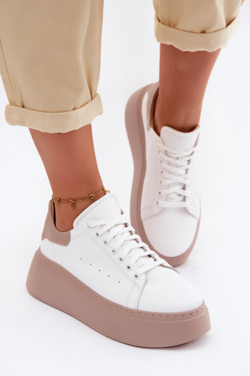 Haut Sneakers Stilvollllschuhe Feminin mit einer Plattform Zazoo N408S2 Zueiße Farbe