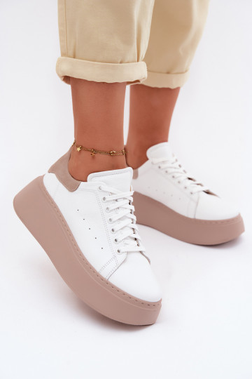 Haut Sneakers Stilvollllschuhe Feminin mit einer Plattform Zazoo N408S2 Zueiße Farbe 2