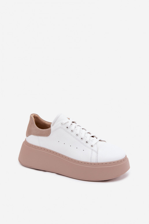 Haut Sneakers Stilvollllschuhe Feminin mit einer Plattform Zazoo N408S2 Zueiße Farbe