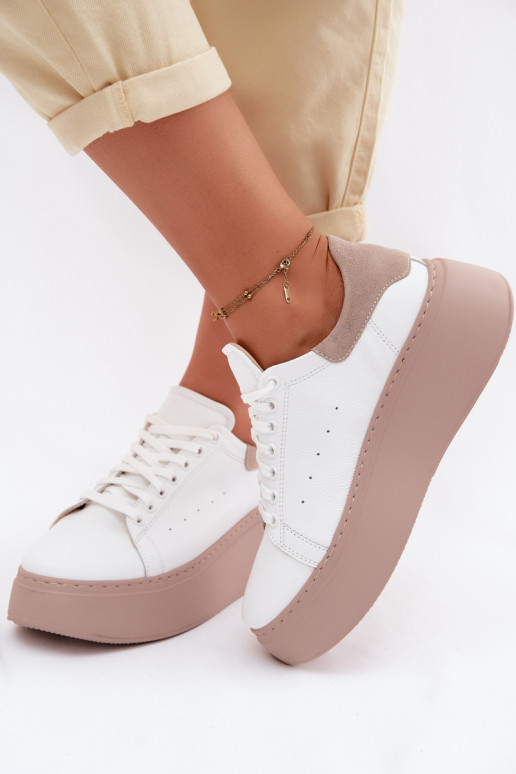 Leder-Sneaker mit Plattform Zazoo N408S2 weiß