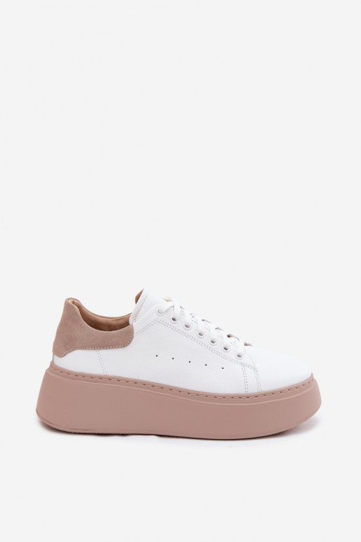 Leder-Sneaker mit Plattform Zazoo N408S2 weiß
