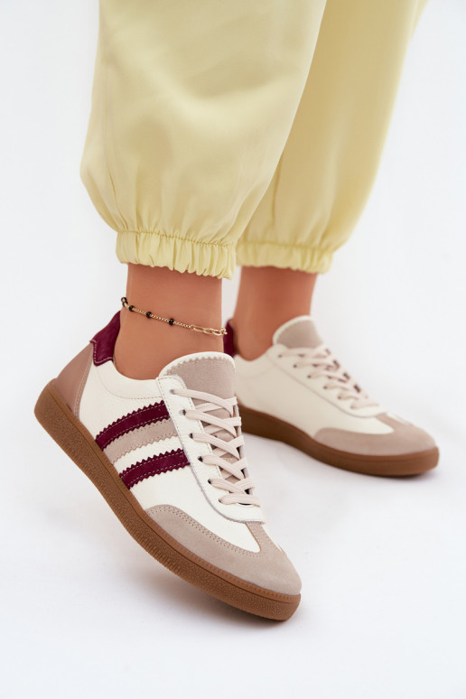 Haut Sneakers Stilvollllschuhe Feminin Zazoo N1234S2 INeiß-Burgund