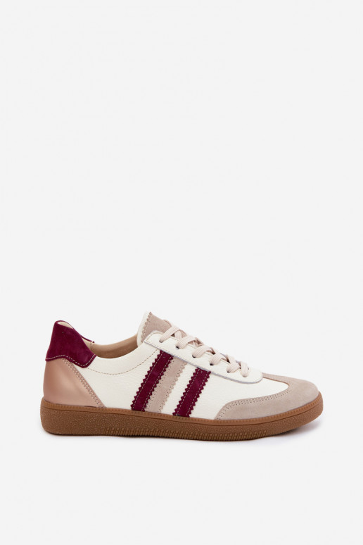 Leder-Sneaker Zazoo N1234S2 weiß-burgunder