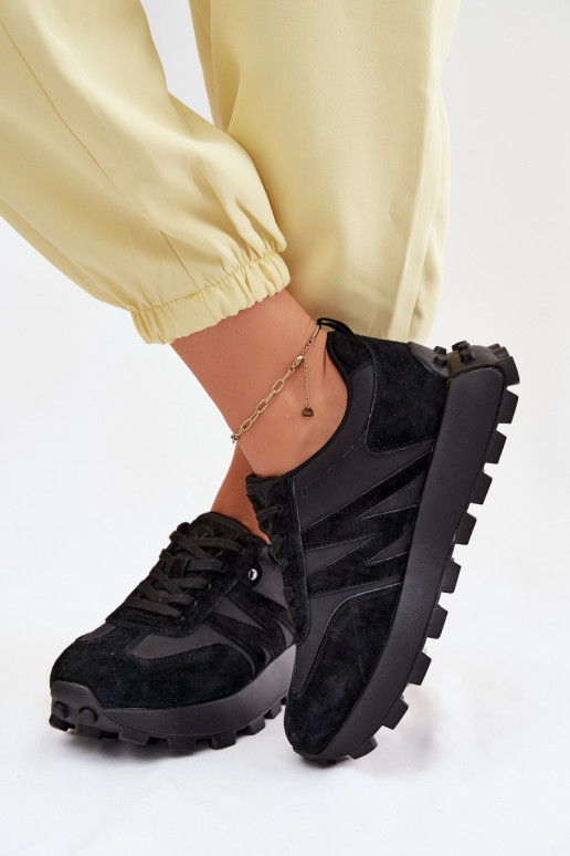 Faux-Suede Sneaker mit Plattform Vinceza 41520 schwarz