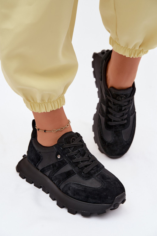 Faux-Suede Sneaker mit Plattform Vinceza 41520 schwarz