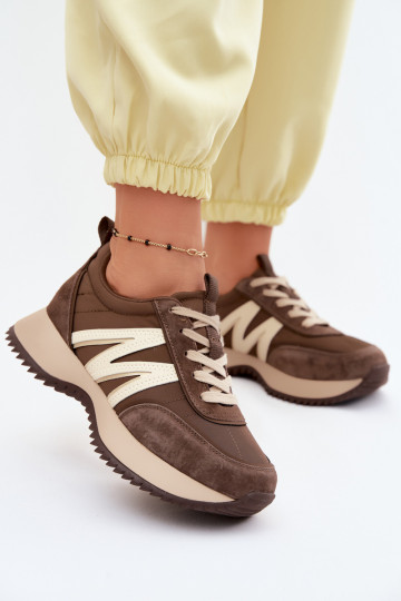 aus INildleder Sneakers Stilvollllschuhe Feminin mit einer Plattform Vinceza 41521 braune Farbe 2