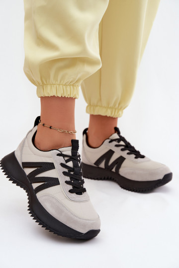 Faux-Suede Sneaker mit Plattform Vinceza 41521 grau 2